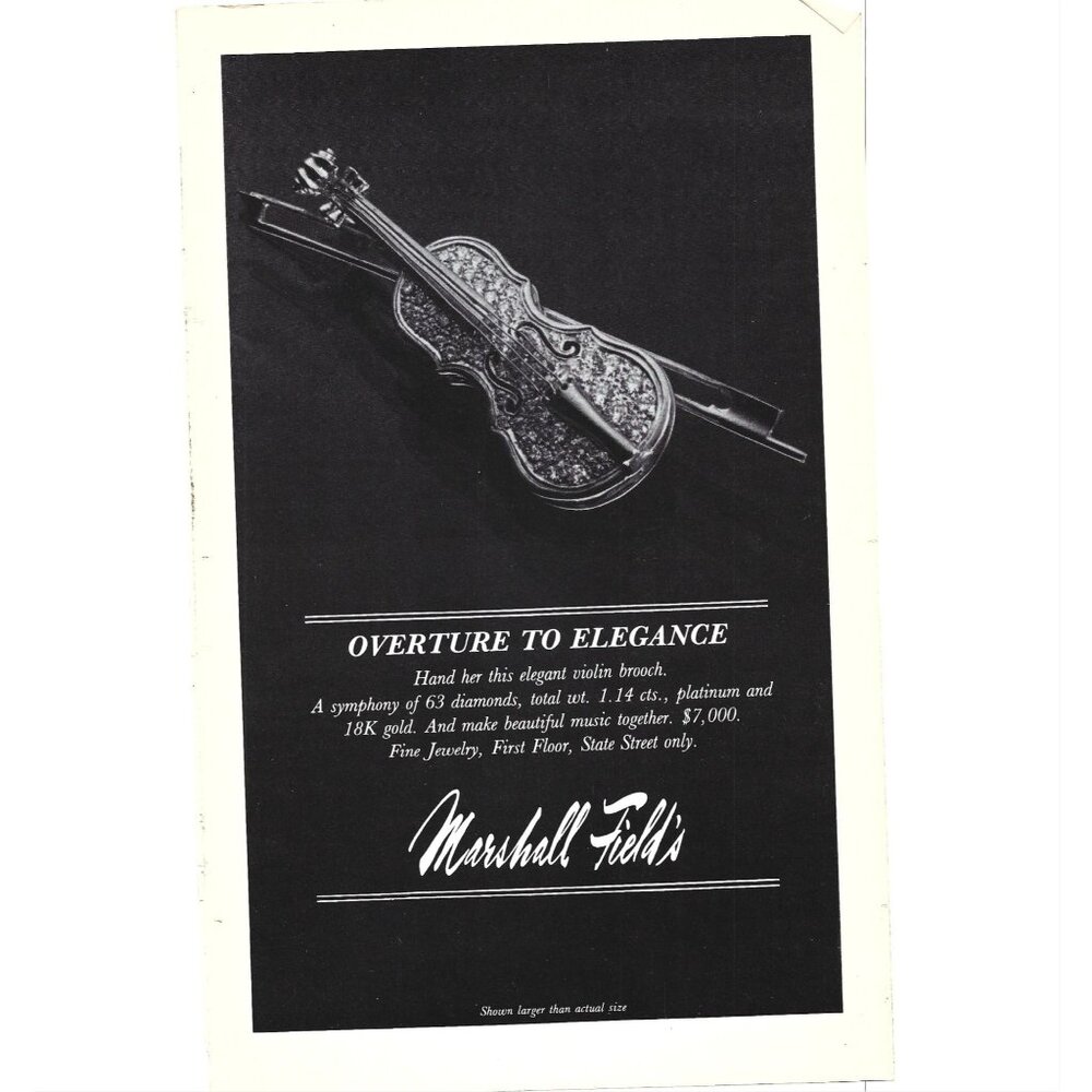 Marshall Fields Violin Brooch Vintage 1980s Print Advertisement